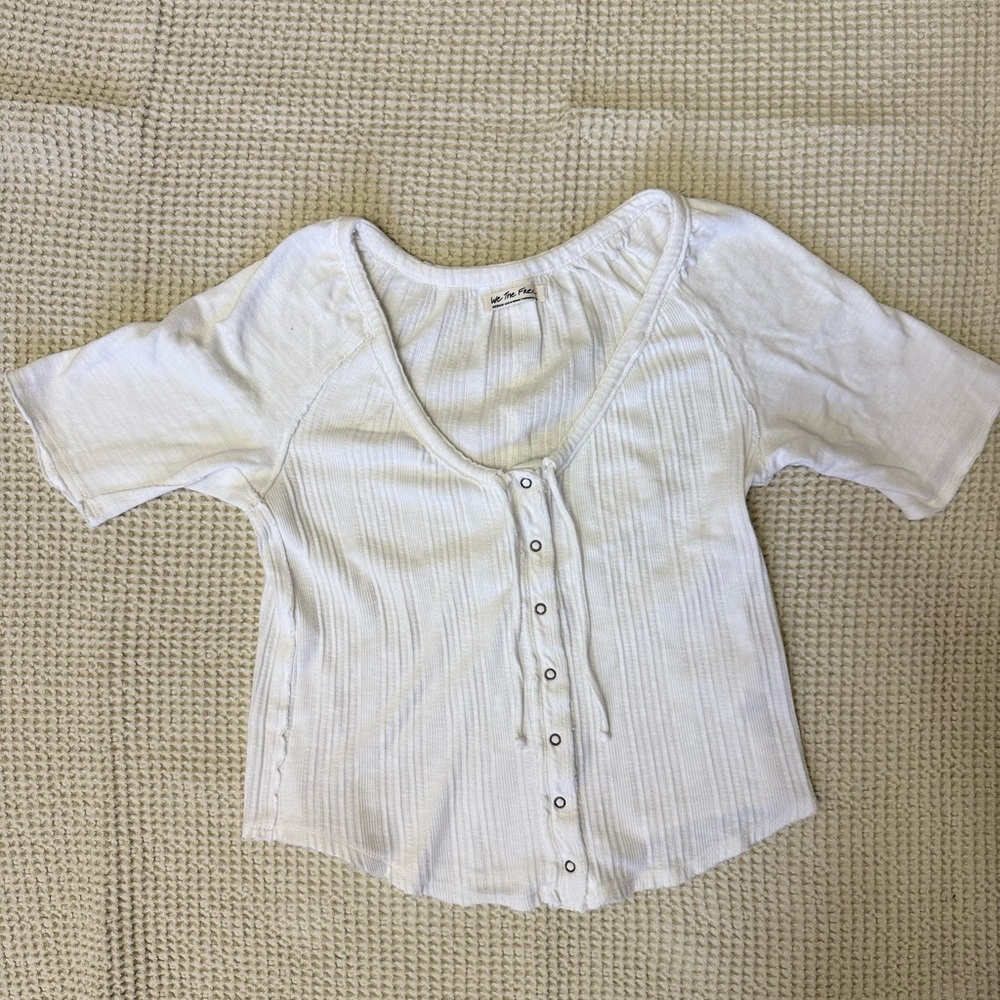 Free People Button-Up Short Sleeve Top